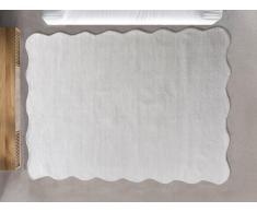 Tappeto con bordi ondulati 200 x 290 cm 100% Lana taftata a mano Avorio - PRISMELA