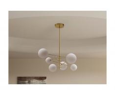 Lampadario asimmetrica 6 sfere L.72 x H. 116 cm in Metallo Dorato brillante - NAKINA