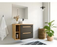 Mobili per bagno sospeso con lavabo semplice e nicchie 80 cm Colore: Naturale e Antracite - ARUBA
