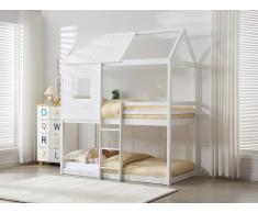 Letto a castello capanna 2 x 90 x 190 cm Abete e MDF Bianco - LIDOVARA