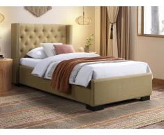 Letto 90 x 200 cm con testata trapuntata Tessuto Beige - MASSIMO II