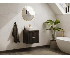 Mobile sotto lavabo sospeso a righe L60 cm Nero - ZEVARA