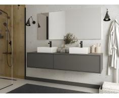 Mobile sotto lavabo sospeso Antracite L150 cm - ISAURE II