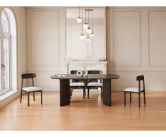 Sedia in Tessuto bouclette e Legno di mango nero Bianco - Lotto di 2 - TAMENIA della Maison Céphy
