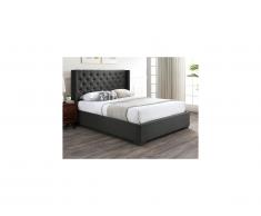 Letto con contenitore 140 x 200 cm con testata trapuntata Tessuto Grigio - MASSIMO