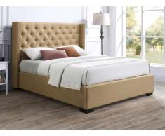 Letto con contenitore 180 x 200 cm con testata trapuntata Tessuto Beige - MASSIMO