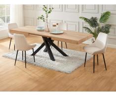 Set tavolo CATONAV + 4 sedie MASURIE Naturale e Panna