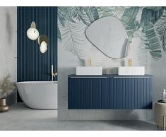 Mobile per bagno sospeso doppio lavabo scanalato 120 cm Blu - JOSEPHA