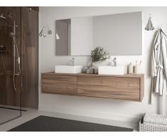 Mobile sotto lavabo sospeso L150 cm Naturale scuro - ISAURE II
