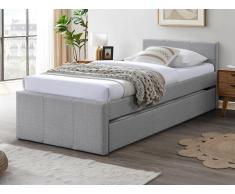 Letto a scomparsa 90 x 190 cm Tessuto Grigio + Materasso - DORITALO