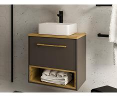 Mobile per bagno sospeso con lavabo da appoggio 60 cm Antracite - YANGRA