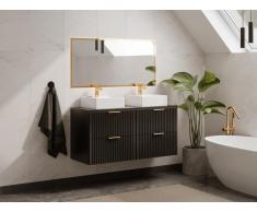 Mobile sotto lavabo sospeso scanalato con piano di appoggio 120 cm Nero - ZEVARA
