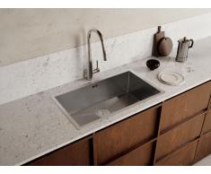 Set lavandino 76 x 45 cm SOELA + rubinetto doccino RONA in Acciaio inox Grigio e cromato
