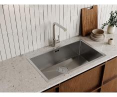 Set lavandino 76 x 45 cm SOELA + rubinetto ROFILA in Acciaio inossidabile Grigio