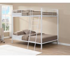 Letto a castello 2 x 140 x 190 cm Metallo Bianco + Materasso - GEMINI II