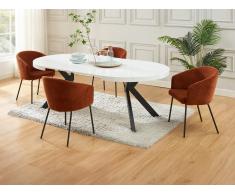 Set tavolo KOMONI + 4 sedie MORONI Bianco laccato e Terracotta