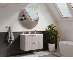 Mobile sotto lavabo sospeso a righe Beige L80 cm - ZEVARA