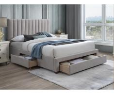 Letto con 3 cassetti 140 x 200 cm Tessuto Beige - LIAKO