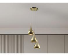 Lampadario 3 abat-jour L. 36 x H. 138 cm in Metallo dorato brillante - OSARA