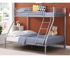 Letto a castello 90 e 140 x 190 cm Acciaio Argento + Materasso - ELEVATIO IV