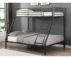 Letto a castello 90 e 140 x 190 cm Acciaio Nero + Materasso - ELEVATIO IV
