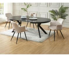 Set tavolo KOMONI + 4 sedie KADIJA Nero e Beige