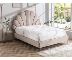 Letto conchiglia 140 x 190 cm Velluto Beige - LIVAYA