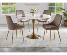 Set tavolo NORAH + 4 sedie MASURIE Bianco e Tortora