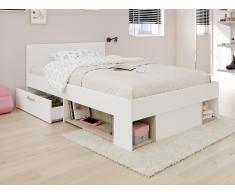 Letto 120 x 190/200 cm Con vani portaoggetti Bianco e naturale - KINSELIA