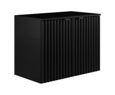 Mobile sotto lavabo sospeso scanalato con piano di appoggio L80 cm Nero - ZILGA