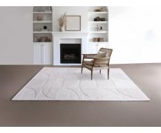 Tappeto in rilievo con motivo geometrico 160 x 230 cm 100% Lana taftata a mano Avorio - MILUNA