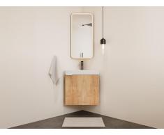 Mobile lavabo angolare sospeso 56 cm Naturale chiaro - MANODO