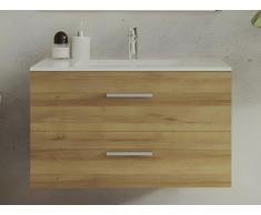 Mobile per bagno sospeso con lavabo singolo Naturale chiaro 80 cm - KAYLA