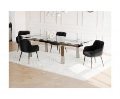 Set tavolo LUBANA + 4 sedie PEGA Trasparente e Nero
