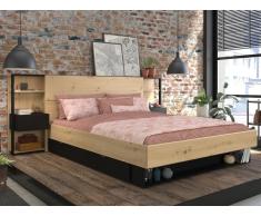 Testata letto con comodini 160 cm Rovere e Nero - MISTA