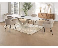 Set tavolo MALENA + 4 sedie HEKA Effetto marmo Bianco e Beige