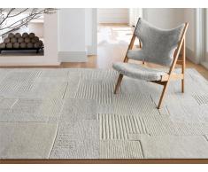 Tappeto con rilievi 200 x 290 cm 100% Lana di artigianato 1800 g/m2 Avorio - AURORA