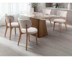 Sedia in Velluto a coste e Legno di hevea Bianco - Lotto di 2 - TORIEL