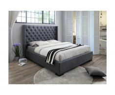 Letto matrimoniale con testiera capitonné 160 x 200 cm in Tessuto Grigio - MASSIMO
