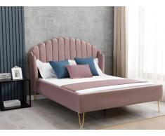Letto con testata letto ondulata 140 x 190 cm Velluto Rosa antico - SAGALI