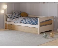 Letto a scomparsa 2 x 90 x 190 cm MDF Naturale e Beige - LURAVO