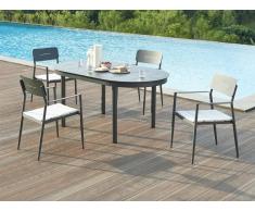 Sala da pranzo da giardino alluminio: tavolo allun. L.170/240 4 poltrone impilabili Antracite LOTTYS di MYLIA