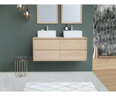 Mobile sotto lavabo sospeso con piano 120 cm Placcatura rovere - MILIPAM