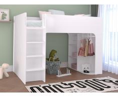 Letto a soppalco 90 x 190 cm Con vani portaoggetti Bianco - COLUMI