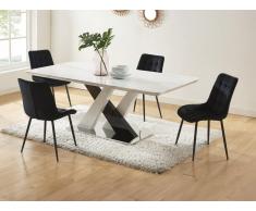 Set tavolo EVAELA + 4 sedie OLLUA Bianco e nero