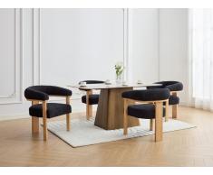 Sedia con braccioli Tessuto bouclette Legno di hevea Nero Naturale - Lotto di 2 - LIVELIA di Pascal MORABITO