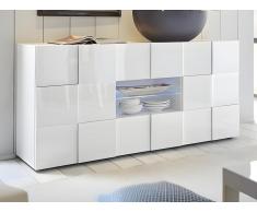 Credenza con LED e 2 ante e 2 cassetti Bianco laccato - CALISTO
