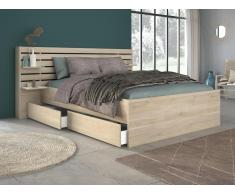 Letto 140 x 190/200 cm Con vani portaoggetti Naturale - TENALIA II