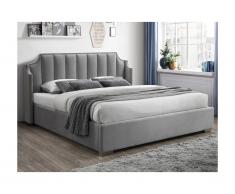 Letto con contenitore 180 x 200 cm con testata letto curva Velluto Grigio - TEOMIS