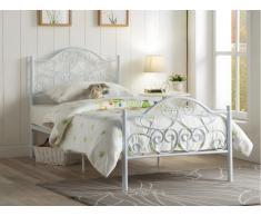 Letto 90 x 190 cm Metallo Bianco + materasso LEYNA